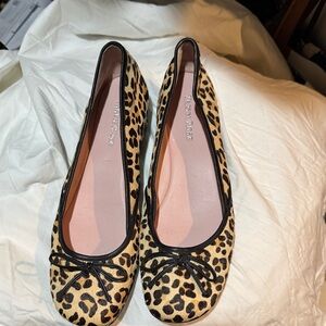 Taryn Rose Leopard Print Flats with Black Trim